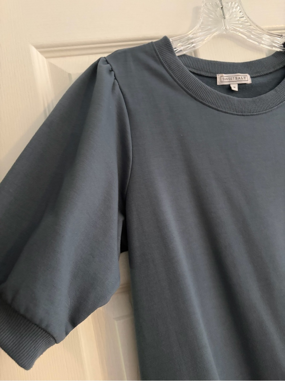 Sweet Salt Girls' Slate Blue Puff Sleeve Sweatshirt